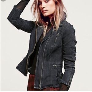 Free People Moto Denim Jacket | Size Small